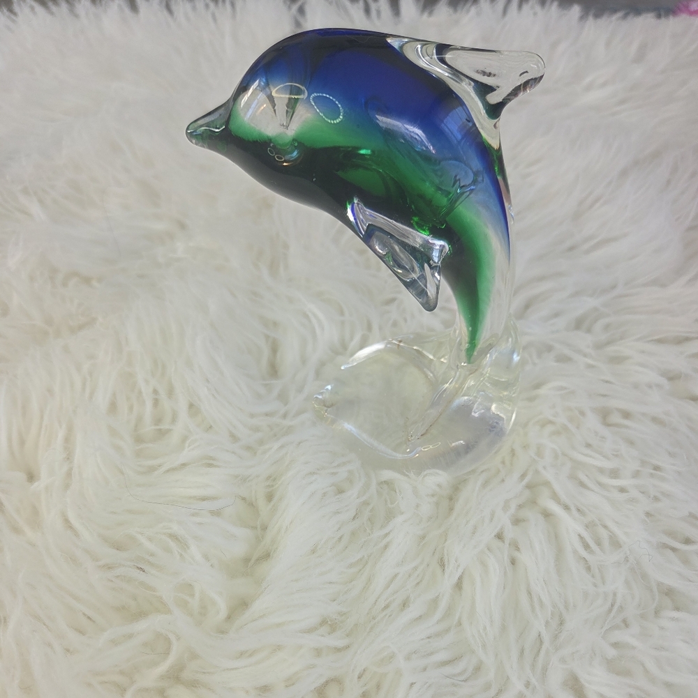 Dynasty Gallery Murano Style Art Glass Dolphin Figurine